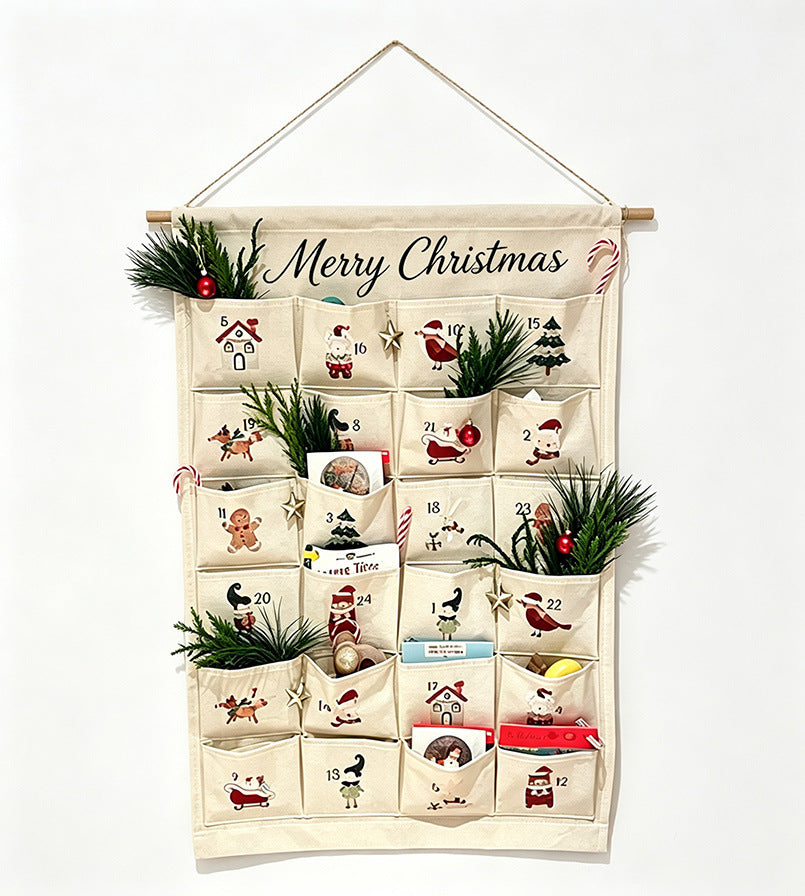 Weihnachts-Adventskalender aus Stoff zum Aufhängen