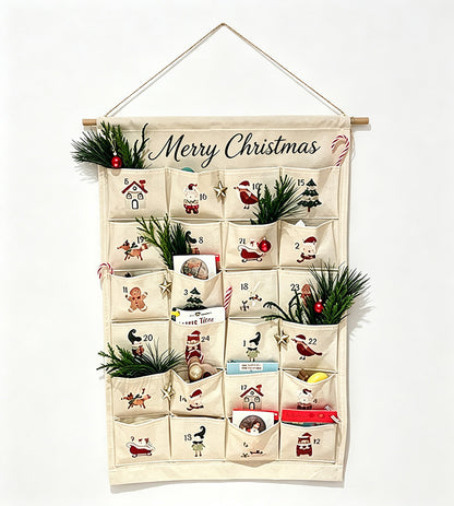 Weihnachts-Adventskalender aus Stoff zum Aufhängen
