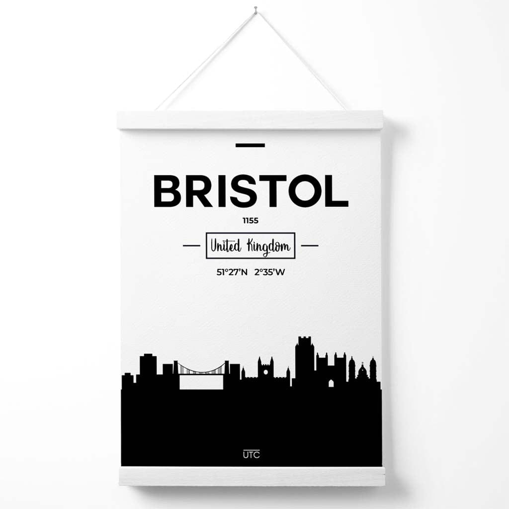Bristol-Stadtbildposter (Schwarz-Weiß) mit Aufhänger