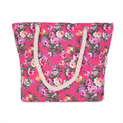 Strandtasche mit Robusten Seilgriffen und Floralen Details Brehn