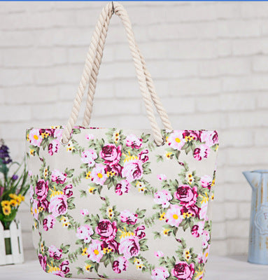 Blumenmuster Strandtasche mit Stabilen Kordelgriffen Brehn