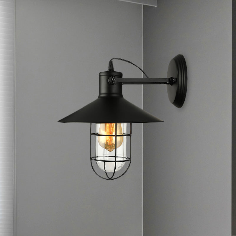 1 Licht Klar Glas Wand Sconce Licht Traditionell Schwarz/Rost Käfig Kaffeehaus Beleuchtung Leuchte | Brehn