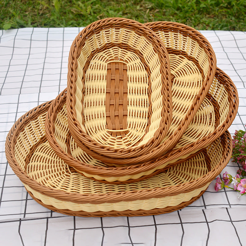 Handgefertigte ovale Rattan-Aufbewahrungskörbe Set Brehn