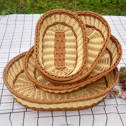 Handgefertigte ovale Rattan-Aufbewahrungskörbe Set Brehn