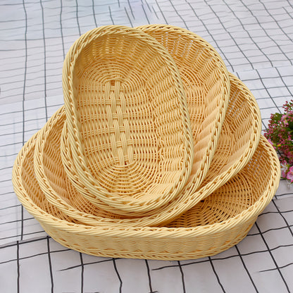 Handgefertigte ovale Rattan-Aufbewahrungskörbe Set Brehn