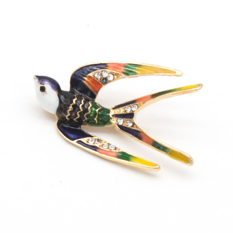Emaillierte Vogel Brosche Brehn