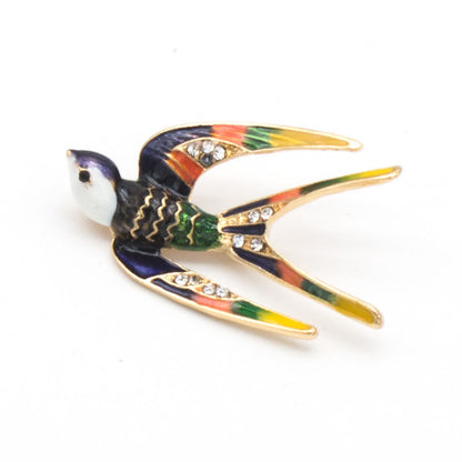 Emaillierte Vogel Brosche Brehn