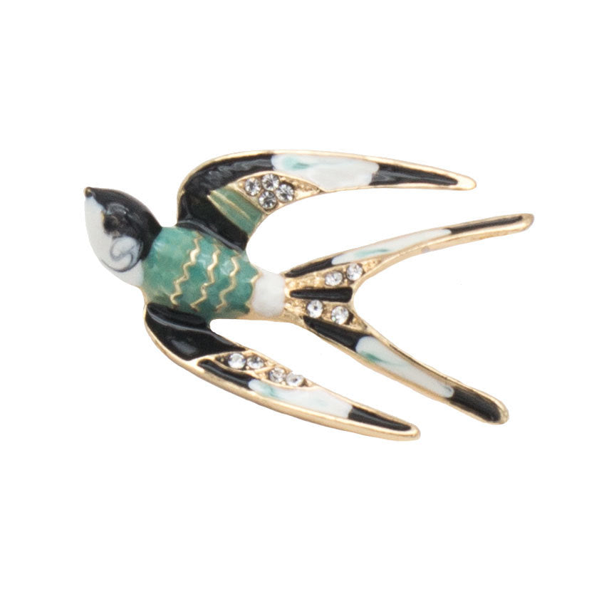 Emaillierte Vogel Brosche Brehn