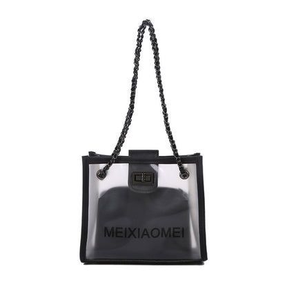 Transparente PVC-Tote-Tasche mit Kettengriffen