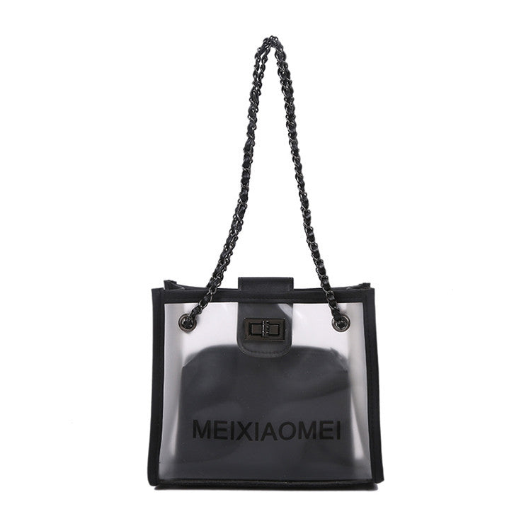 Transparente PVC-Tote-Tasche mit Kettengriffen
