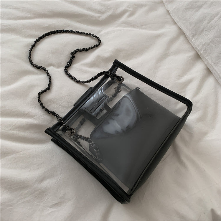 Transparente PVC-Tote-Tasche mit Kettengriffen
