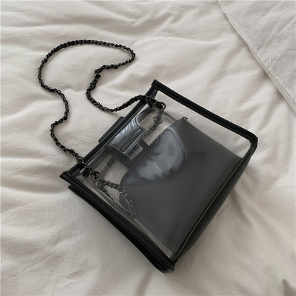 Transparente PVC-Tote-Tasche mit Kettengriffen