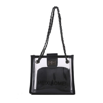 Transparente PVC-Tote-Tasche mit Kettengriffen