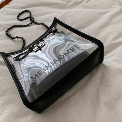 Transparente PVC-Tote-Tasche mit Kettengriffen