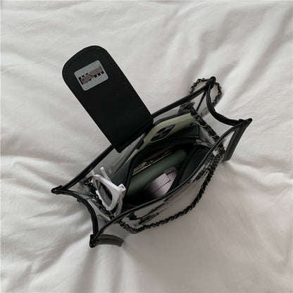 Transparente PVC-Tote-Tasche mit Kettengriffen