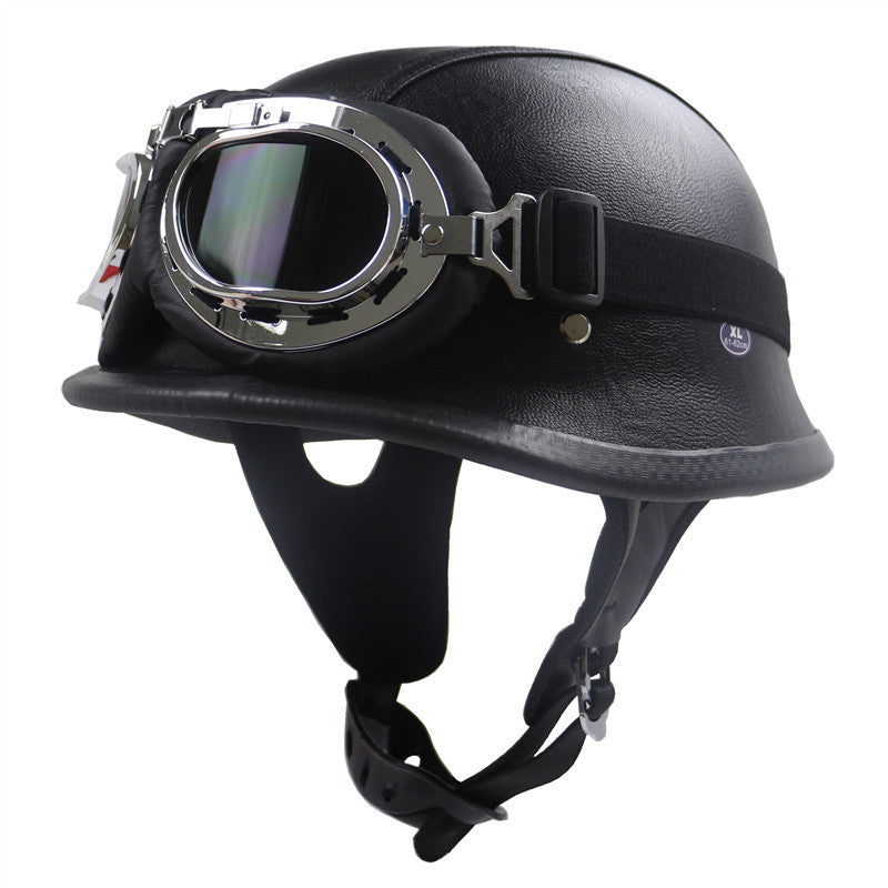Vintage-Stil Motorradhelm mit integrierten Goggles Brehn