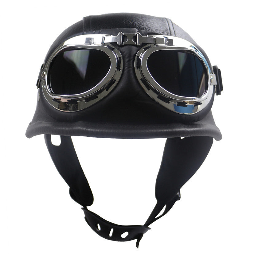 Vintage-Stil Motorradhelm mit integrierten Goggles Brehn