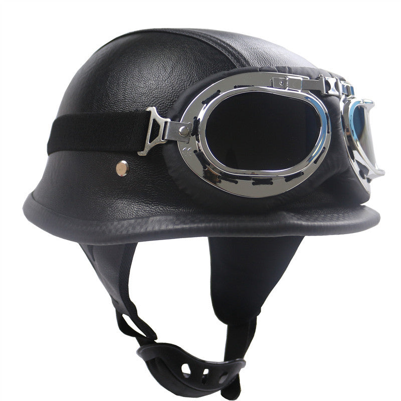 Vintage-Stil Motorradhelm mit integrierten Goggles Brehn