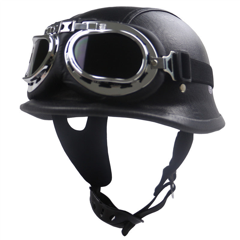 Vintage-Stil Motorradhelm mit integrierten Goggles Brehn