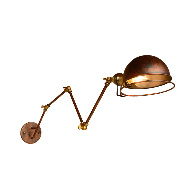 Vintage Industrial Bowl Wandlampe 1 Licht Eisen Wandlampe mit schwenkbarem Arm in Schwarz/Metall