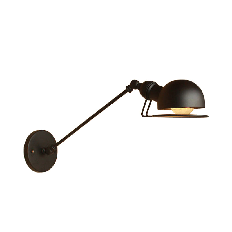 Vintage Industrial Bowl Wandlampe 1 Licht Eisen Wandlampe mit schwenkbarem Arm in Schwarz/Metall