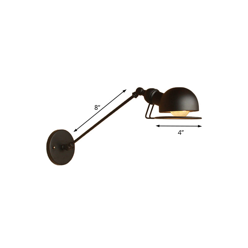 Vintage Industrial Bowl Wandlampe 1 Licht Eisen Wandlampe mit schwenkbarem Arm in Schwarz/Metall