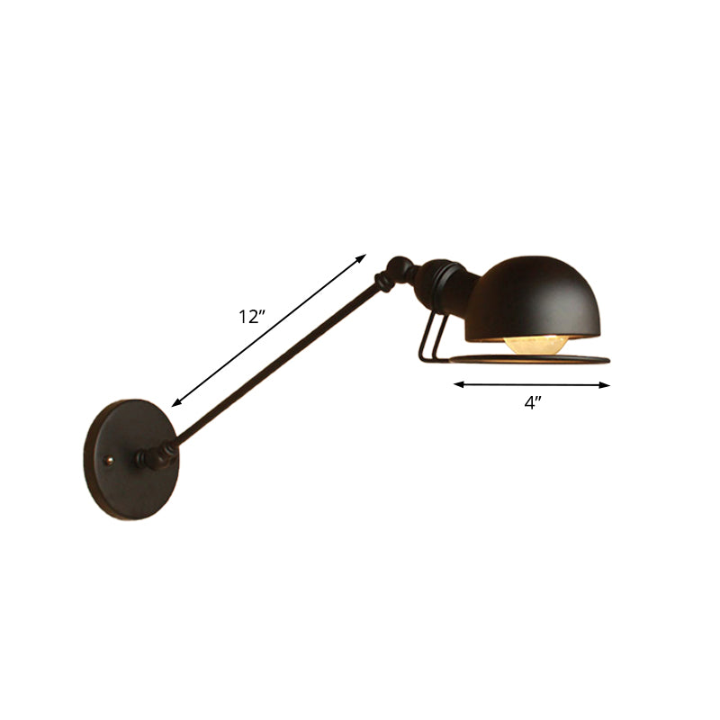 Vintage Industrial Bowl Wandlampe 1 Licht Eisen Wandlampe mit schwenkbarem Arm in Schwarz/Metall