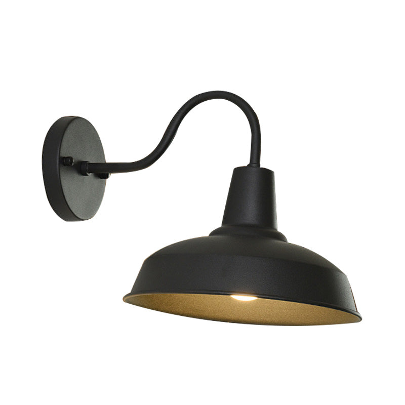 Farmhouse Barn Wand Sconce Beleuchtung 1 Glühbirne Metall Wandlampe mit Gänseneckarm in Schwarz für Veranda | Brehn