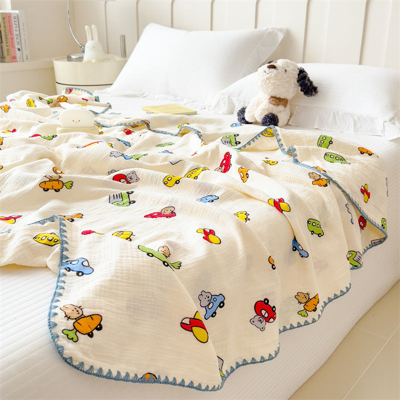 Leichte Sommerdecke aus reiner Baumwolle, Crinkle-Optik