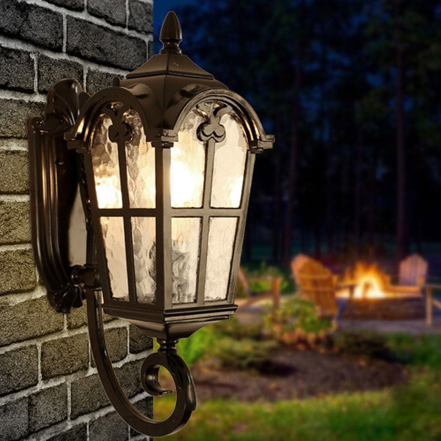 Europäische Retro-Glas-Aluminium-Laterne Außen wasserdicht 1-Licht-Wandleuchte Lampe | Brehn