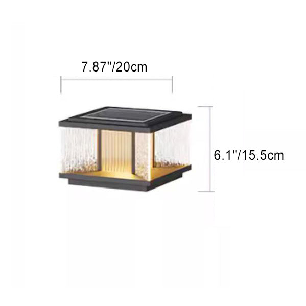 Moderne Einfachheit Aluminium Quadrat Wasser-gewelltes Glas LED wasserdichte Solar Pfostenlampe Rasenlicht für Garten | Brehn