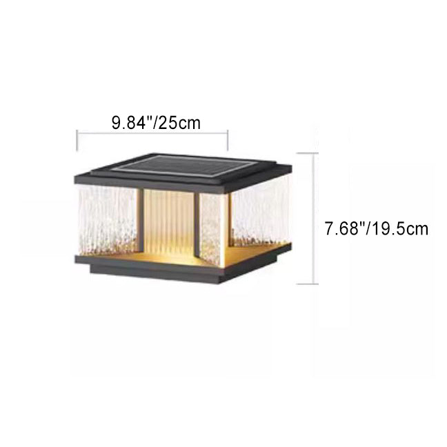 Moderne Einfachheit Aluminium Quadrat Wasser-gewelltes Glas LED wasserdichte Solar Pfostenlampe Rasenlicht für Garten | Brehn
