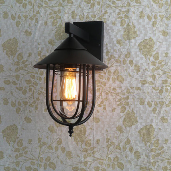 Vintage Industrielle Eisen Laterne Innen Außen 1-Licht Wand Sconce Lampe | Brehn
