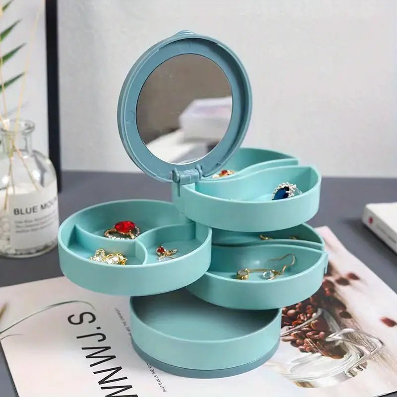 Brehn | Schmuckbox - 360° drehbare Aufbewahrungsbox für Schmuck, maximaler Schutz und Organisation