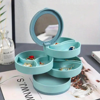 Brehn | Schmuckbox - 360° drehbare Aufbewahrungsbox für Schmuck, maximaler Schutz und Organisation