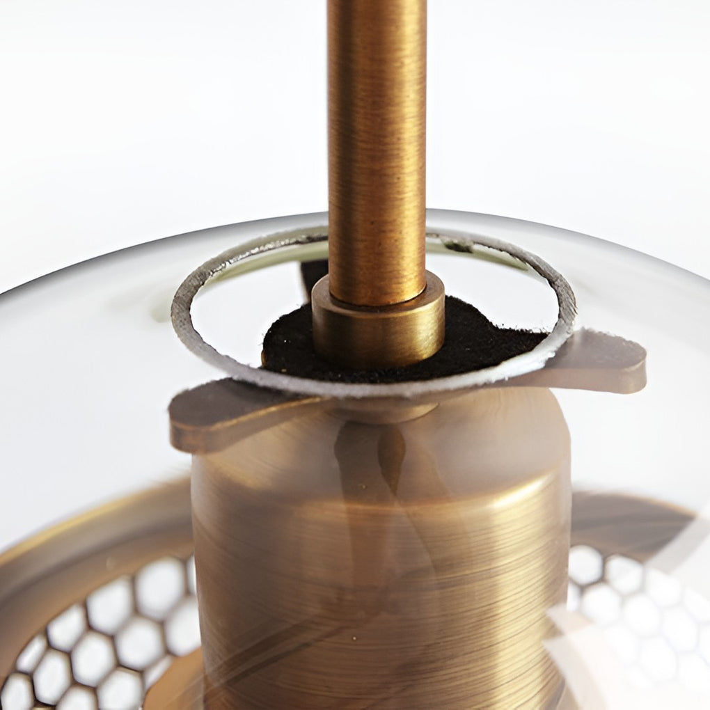 Vintage Industrie Hängelampe mit rundem Glas und Gold – LED Pendelleuchte für Esszimmer und Wohnzimmer | Brehn