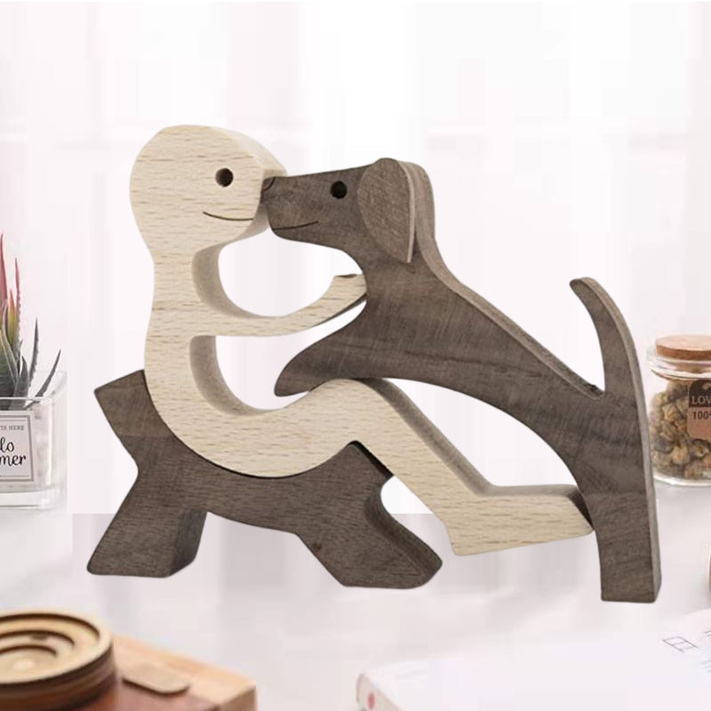 Brehn | Geschenk für Tierliebhaber - Holzskulptur Tisch Ornamente - Die Liebe zwischen Ihnen und Ihrem pelzigen Freund