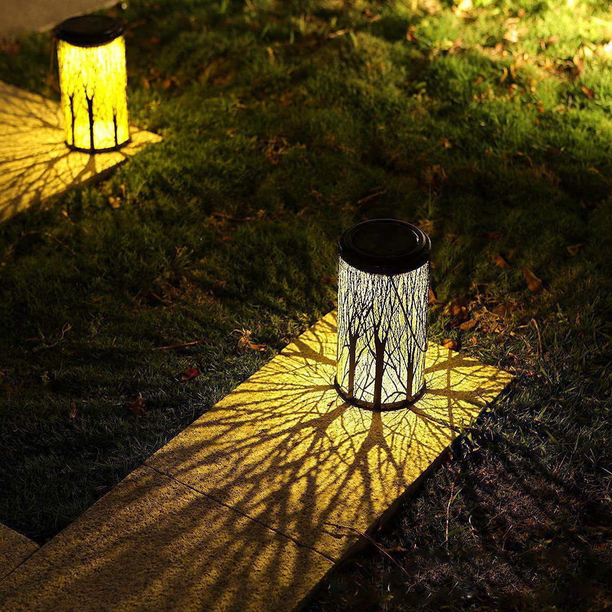 Moderne Art Deco Solar Zylinder Skelett Laterne Eisen LED Außen Landschaft Licht Für Garten | Brehn