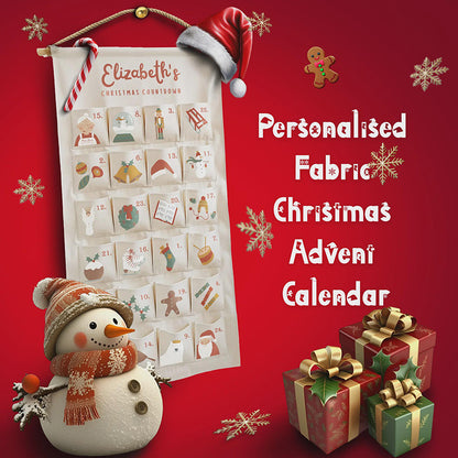 Personalisierbarer Adventskalender aus Stoff, 24 Taschen