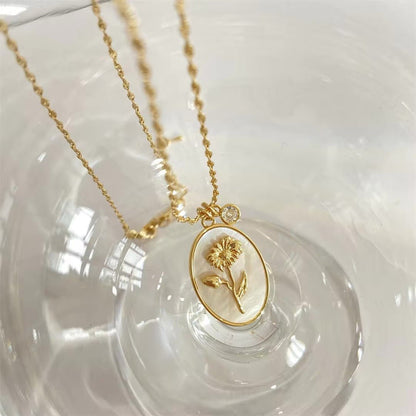 Brehn | 14k Zierliche Geburtsmonat Stein & Blumen Anhänger Halskette