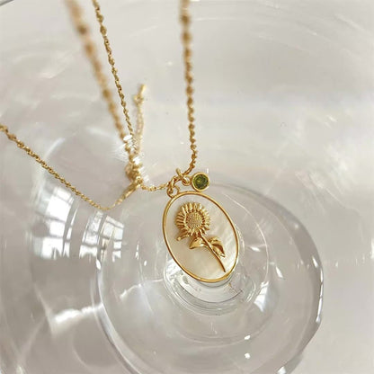 Brehn | 14k Zierliche Geburtsmonat Stein & Blumen Anhänger Halskette