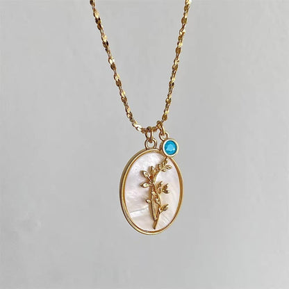 Brehn | 14k Zierliche Geburtsmonat Stein & Blumen Anhänger Halskette