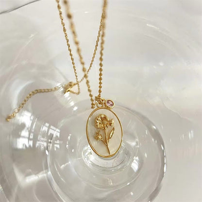 Brehn | 14k Zierliche Geburtsmonat Stein & Blumen Anhänger Halskette