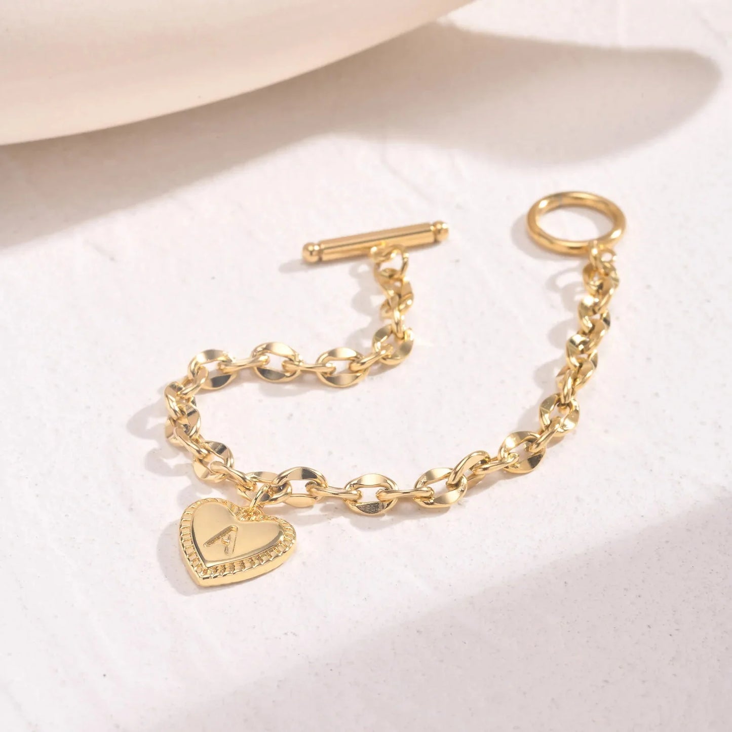 Brehn | 14k Zarte Herz Gravierte Buchstaben Initialen Armband