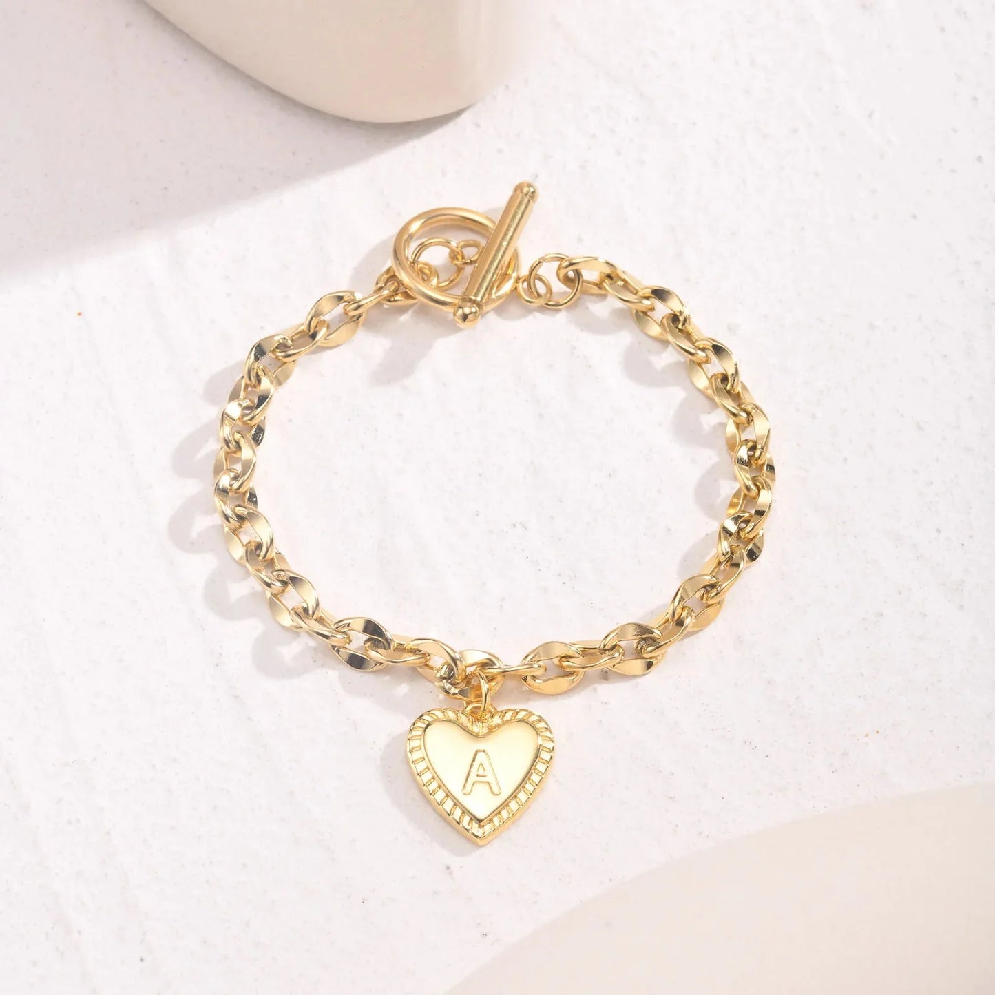 Brehn | 14k Zarte Herz Gravierte Buchstaben Initialen Armband