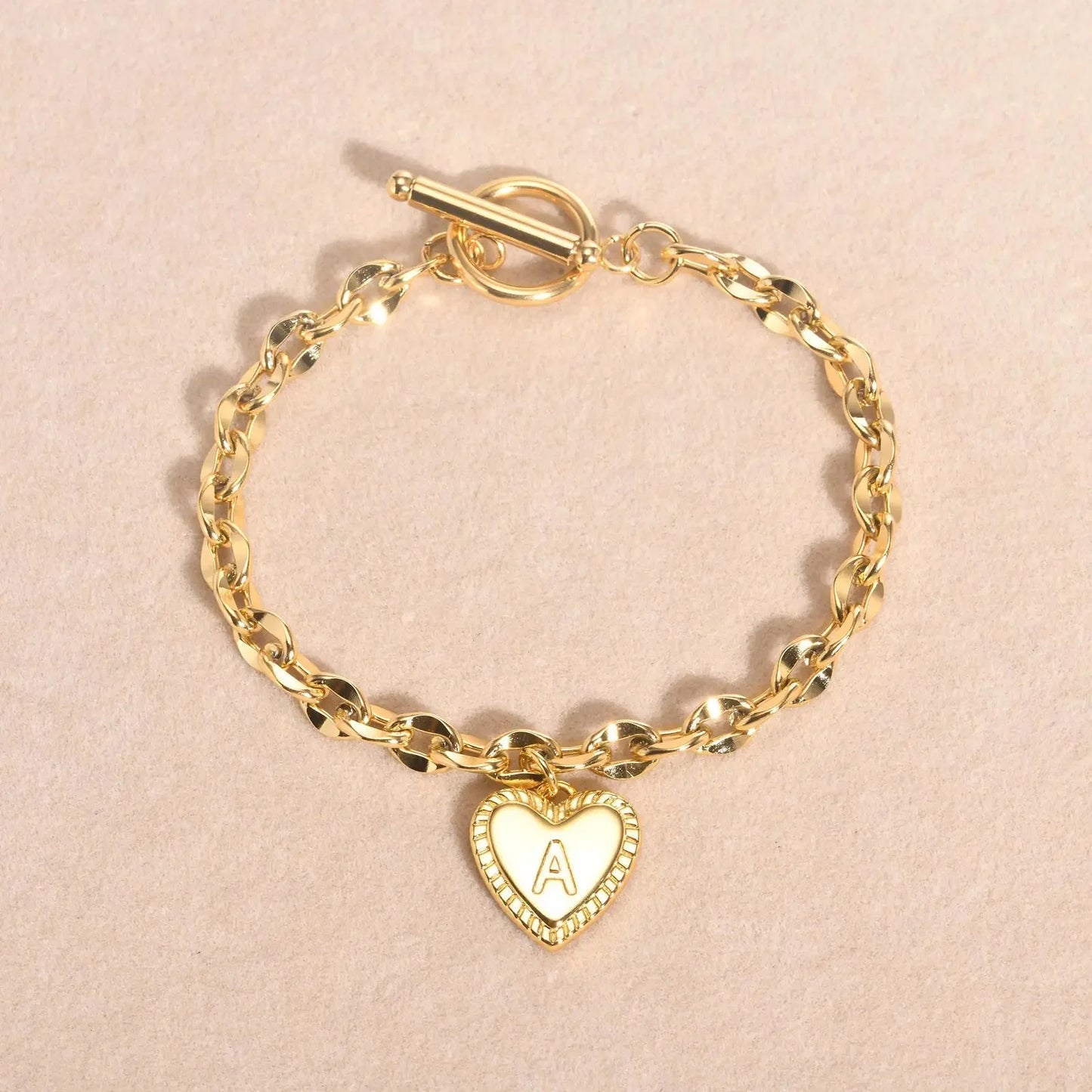 Brehn | 14k Zarte Herz Gravierte Buchstaben Initialen Armband
