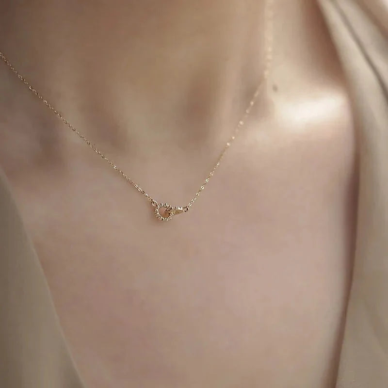 Brehn | 14K S925 miteinander verbundene Diamantkreise Halskette