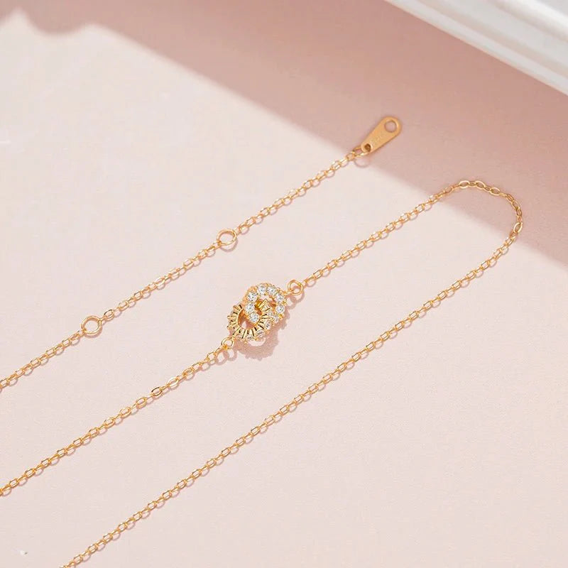 Brehn | 14K S925 miteinander verbundene Diamantkreise Halskette