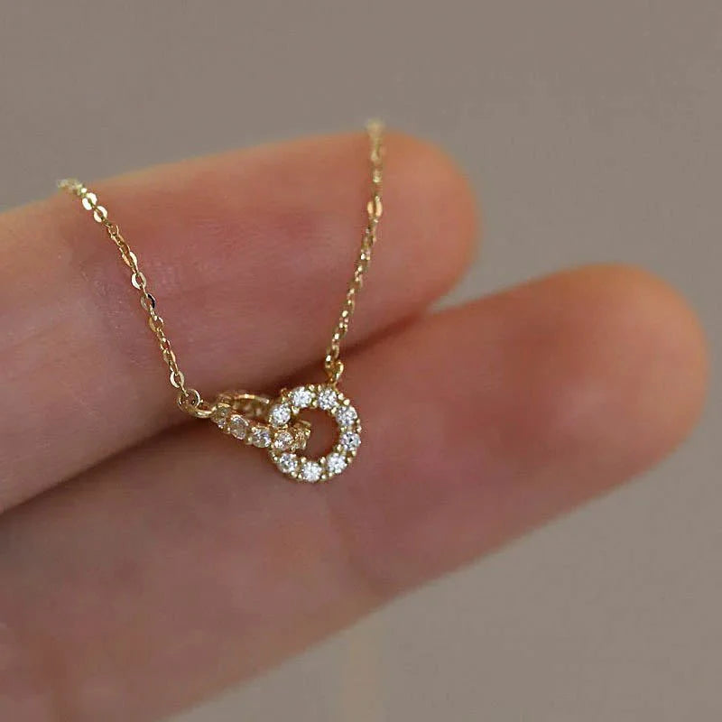 Brehn | 14K S925 miteinander verbundene Diamantkreise Halskette