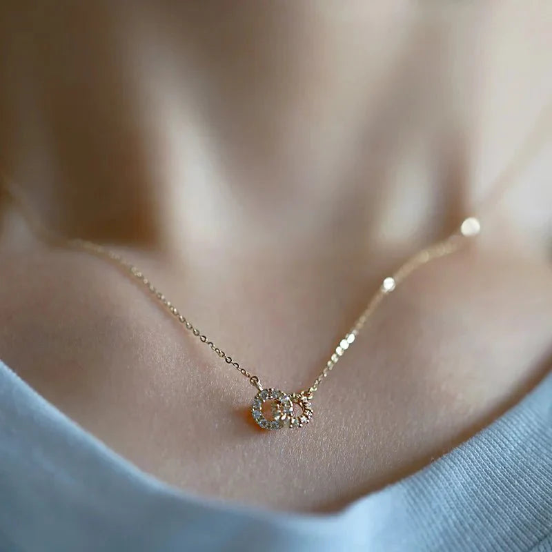 Brehn | 14K S925 miteinander verbundene Diamantkreise Halskette